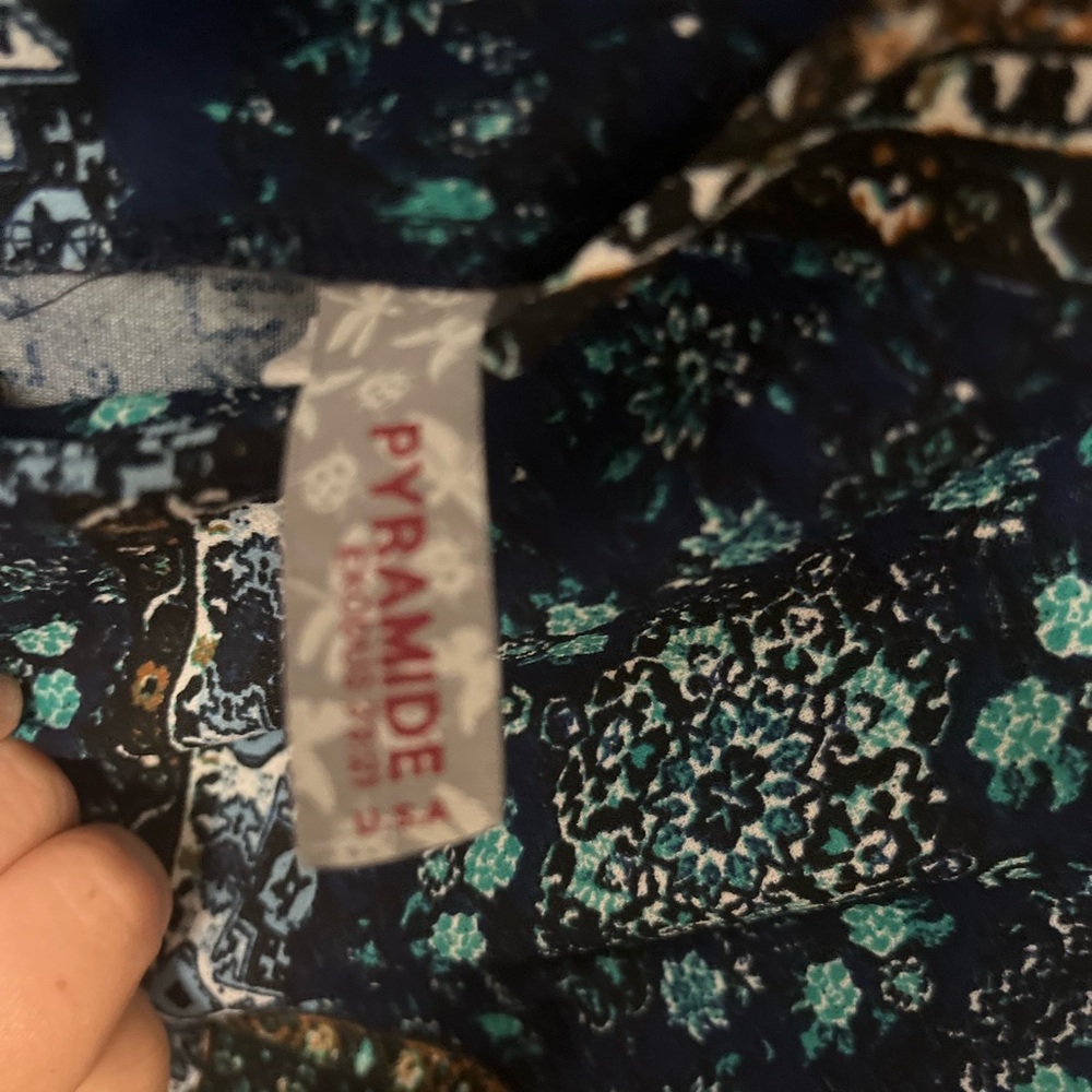 Chic Blue Patterned Midi Dress - Picture 3 of 4